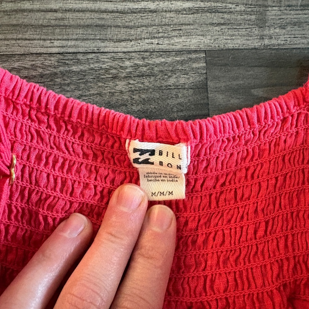 Billabong Dance Away Red Cotton Maxi Dress V-neckline - Picture 3 of 11